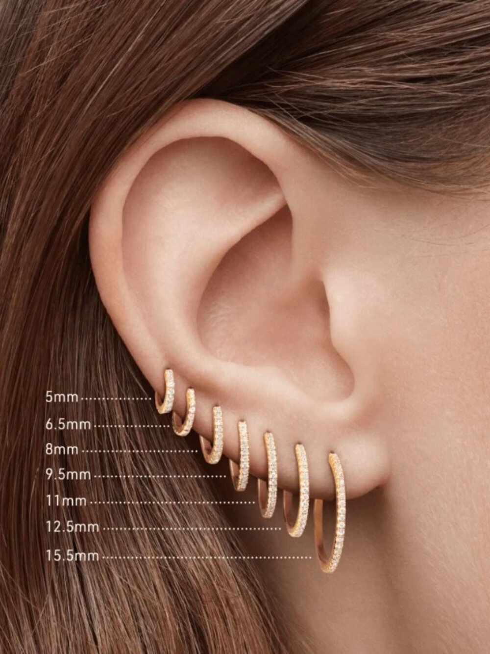 Pair of 9.5mm Diamond Maria Tash Hoops